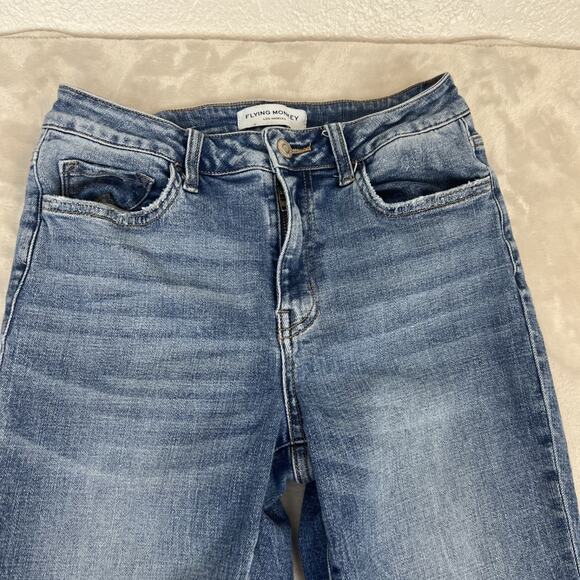Flying Monkey Jeans Womens 26 Blue Denim Distressed High Rise Straight Stretch - Picture 4 of 13